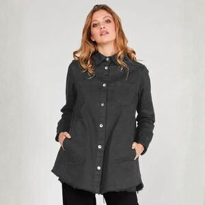 Baci Raw Hem Chore Jacket Dark Gray Made In Italy Size Large Cotton Stretch